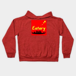 Eatery Logo Design on Red Background Kids Hoodie